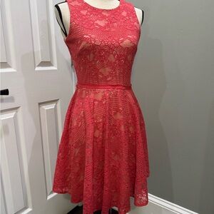 Gabby Skye Red Lace Mini Dress